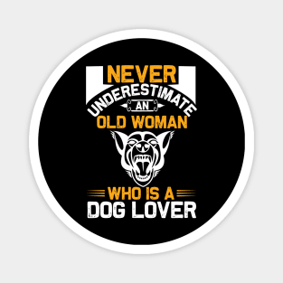 Old Woman Dog Lover Magnet